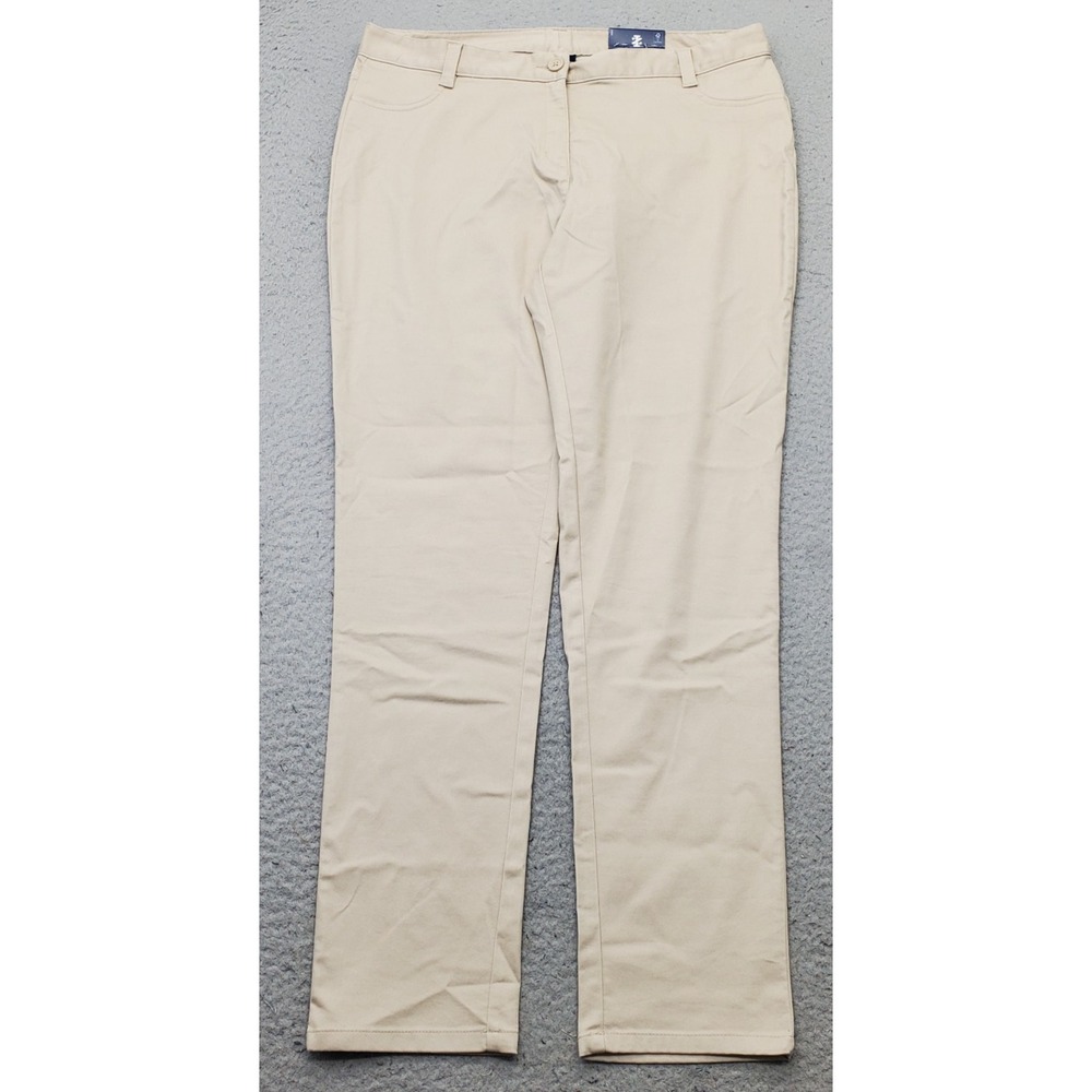 IZOD Chino Pants Womens 13 Tan Stretch Flat Front Formal Straight Leg Outdoor